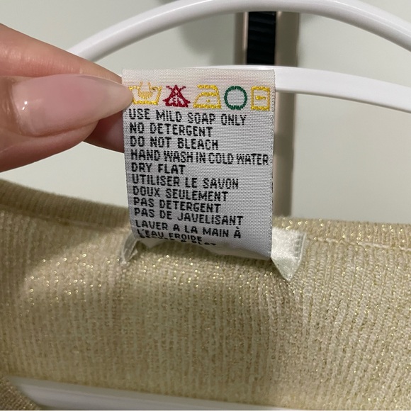 Vintage Laura Cream and Gold Thread Button up Cardigan | Sz Large - Picture 5 of 7